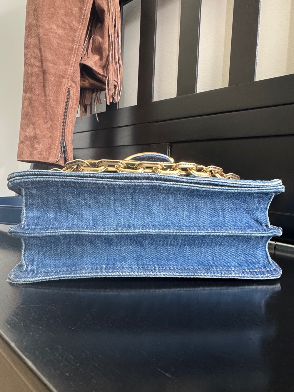 Coach Pillow Tabby 26 Denim Chain Shoulder Bag Large Blue Jean Crossbody - Picture 14 of 16